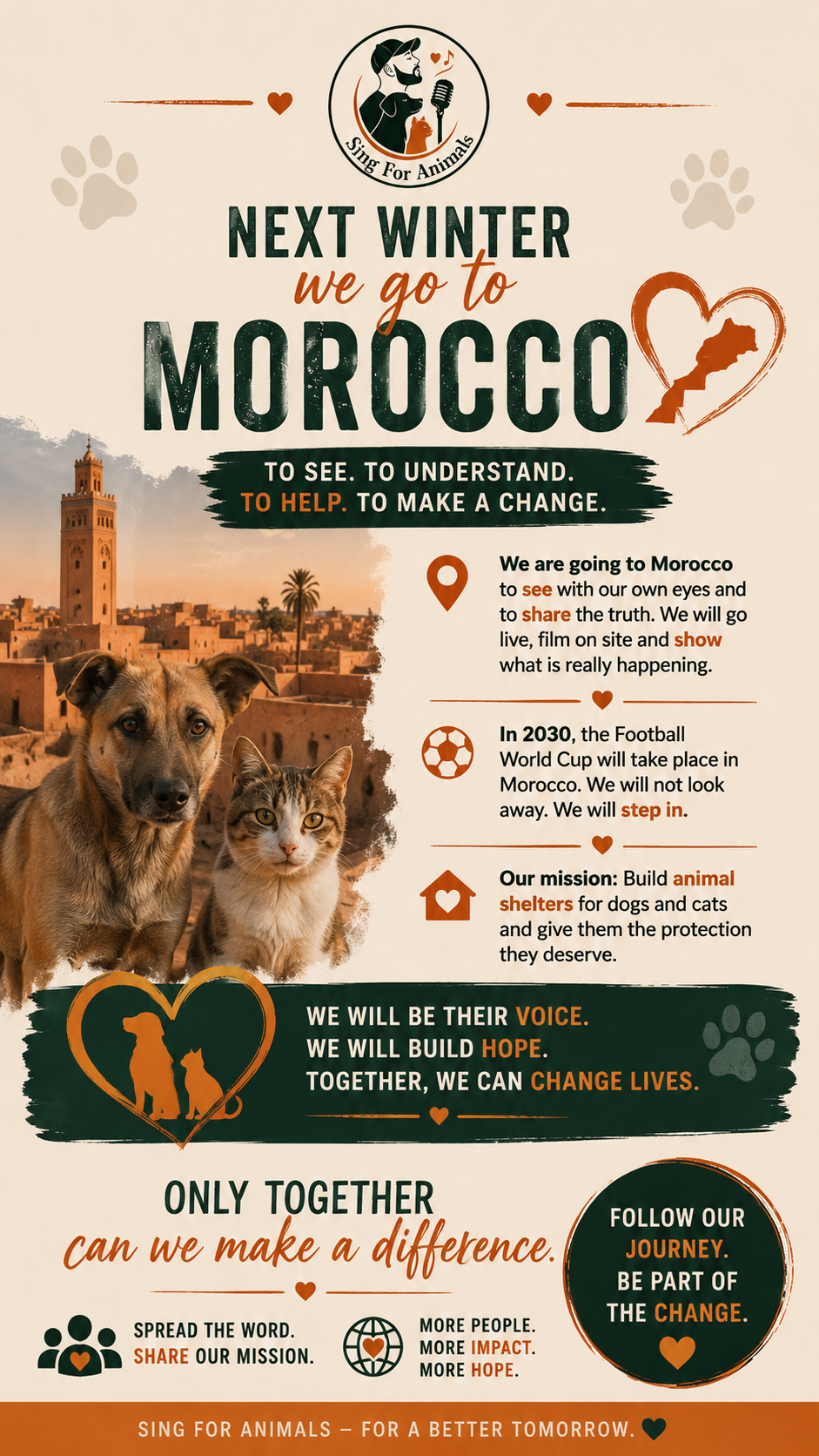 Sing For Animals Morocco campaign โ Next winter we go to Morocco