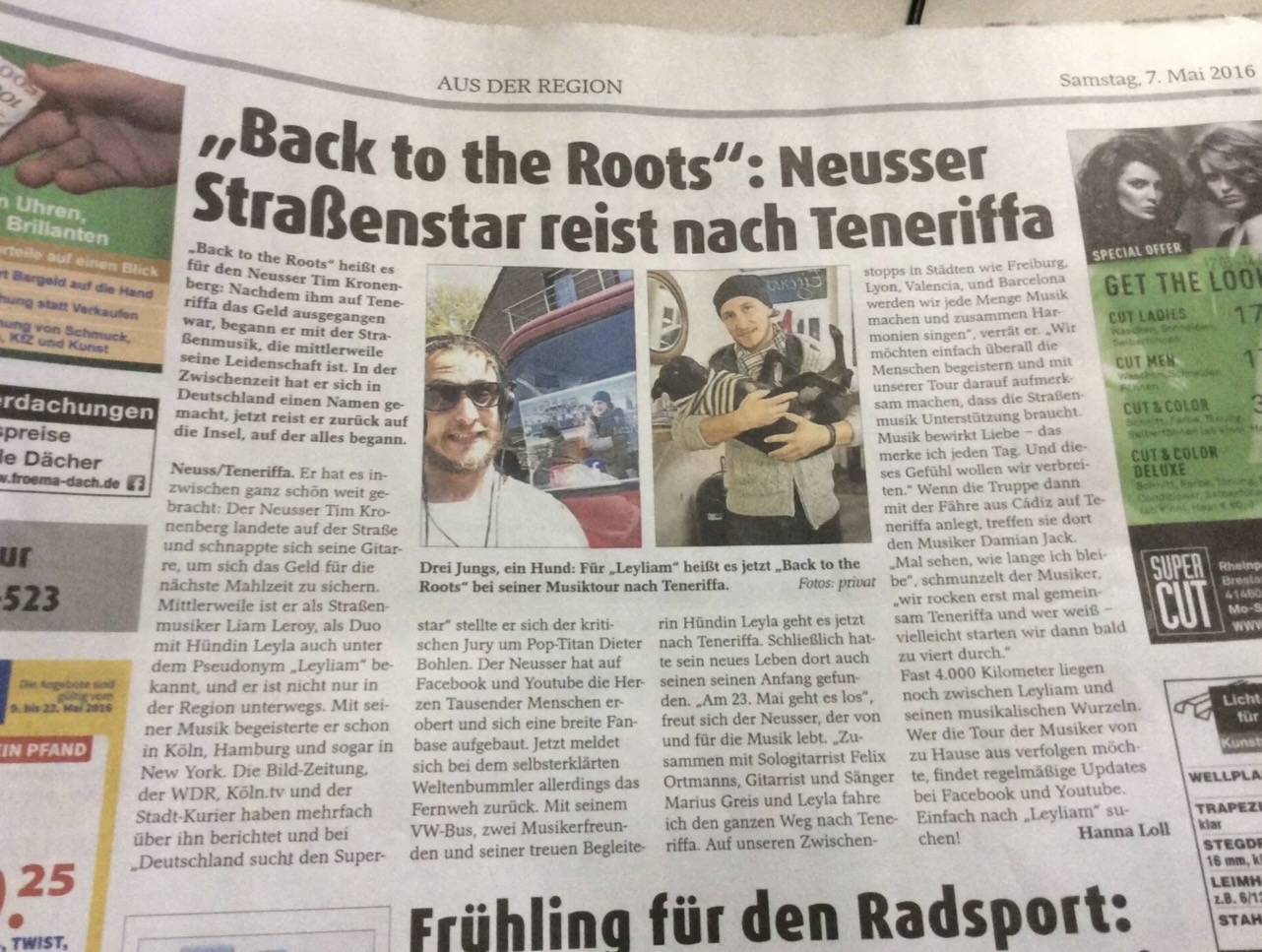 Newspaper article: Back to the Roots — Neuss street star travels to Tenerife
