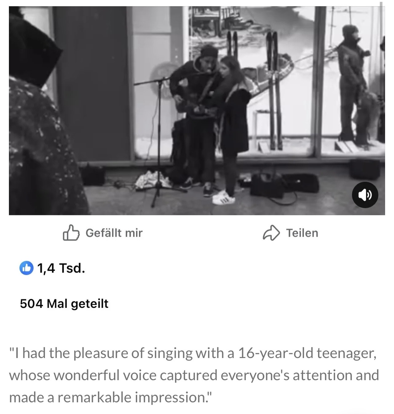Romeo sings a duet with a 16-year-old girl in Dresden — Facebook video